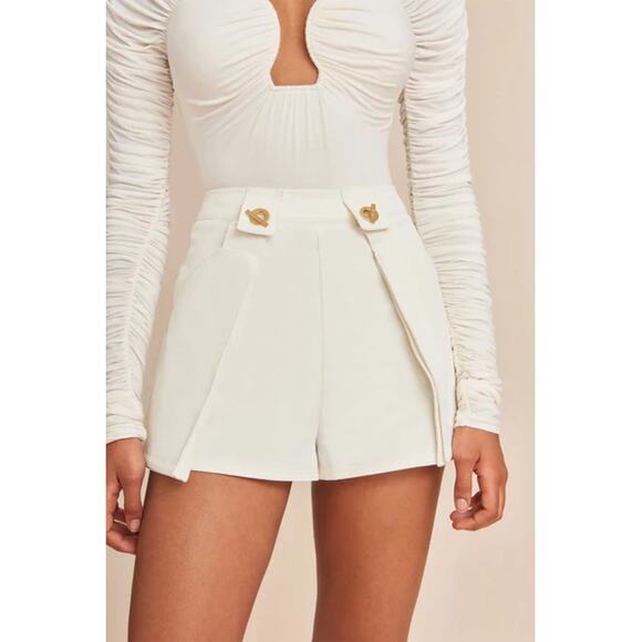 NWT Cult Gaia Adalee Cotton Blend High Waisted Short Off-White Women's US 10